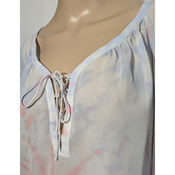 ModCloth Boho Go Chiffon Blouse Sheer Peasant Top Size 3X Tie-dye Sheer - Picture 4 of 10
